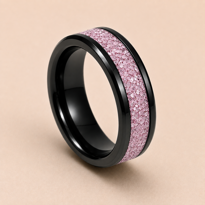 Black Ceramic Memorial Ring 6mm | Personalised Ashes Ring