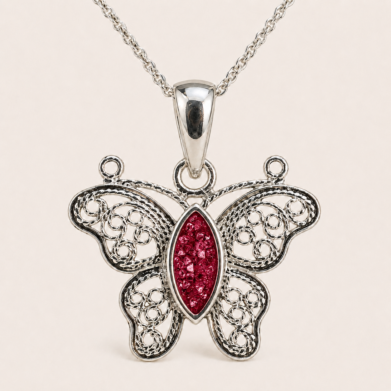 Aurora Sterling Silver Butterfly Memorial Necklace