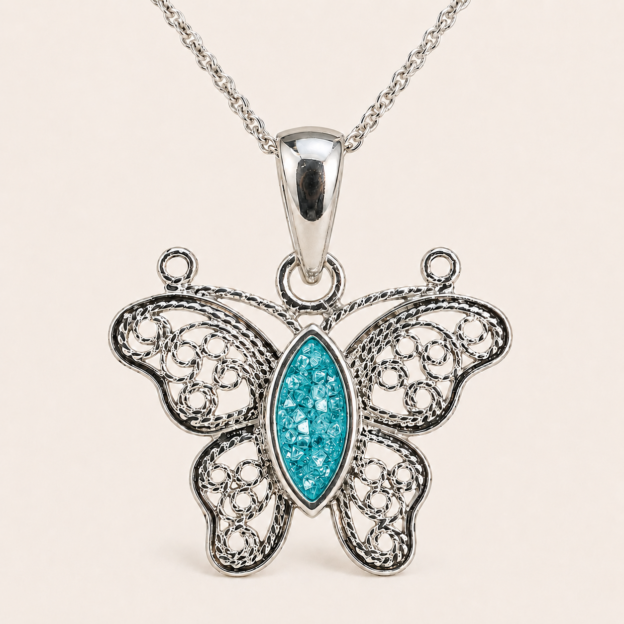 Aurora Sterling Silver Butterfly Memorial Necklace