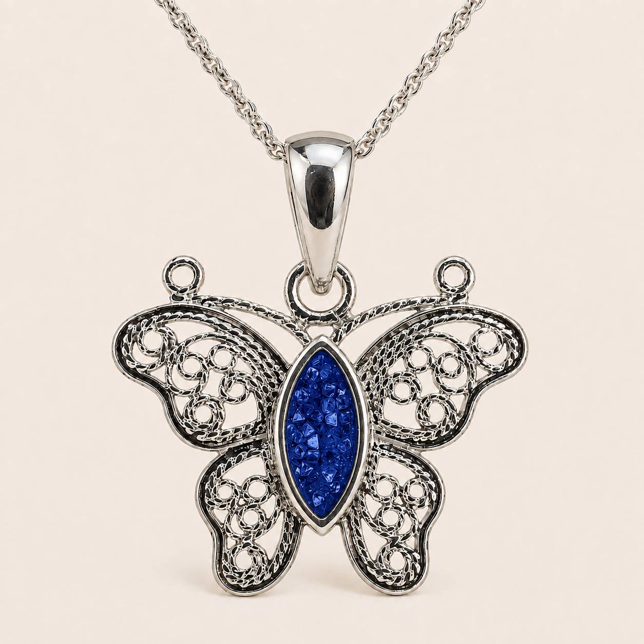 Aurora Sterling Silver Butterfly Memorial Necklace