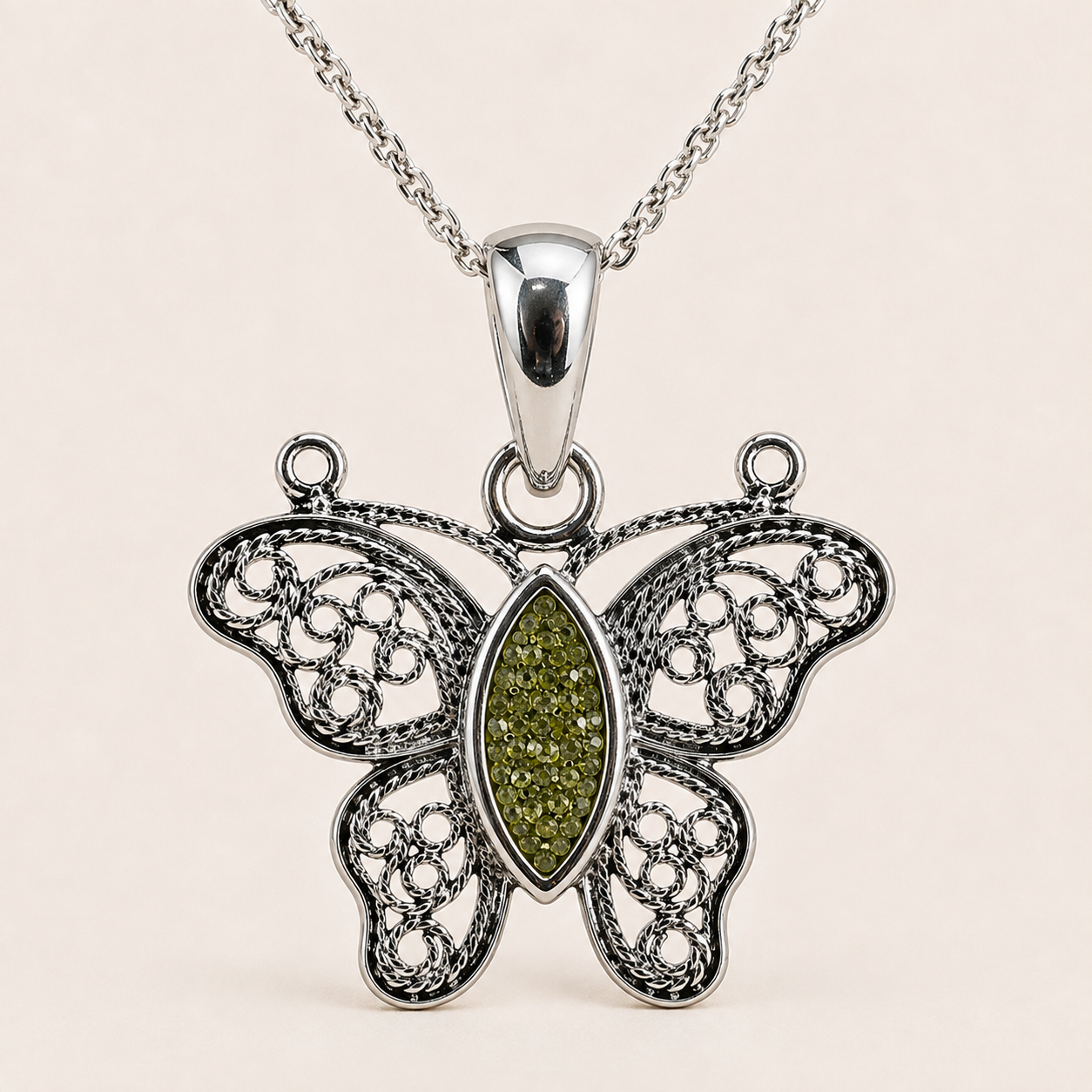 Aurora Sterling Silver Butterfly Memorial Necklace