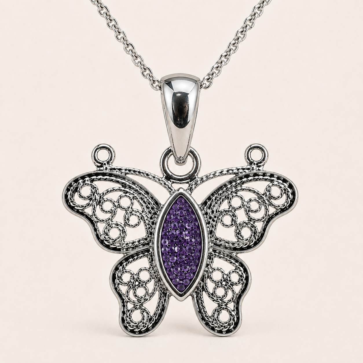 Aurora Sterling Silver Butterfly Memorial Necklace