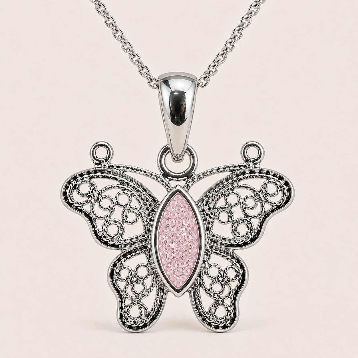 Aurora Sterling Silver Butterfly Memorial Necklace