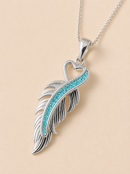 Grace Sterling Silver Feather Memorial Necklace