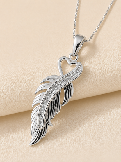 Grace Sterling Silver Feather Memorial Necklace