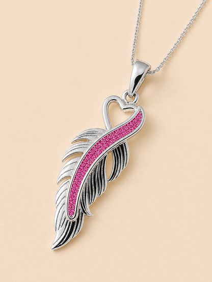 Grace Sterling Silver Feather Memorial Necklace