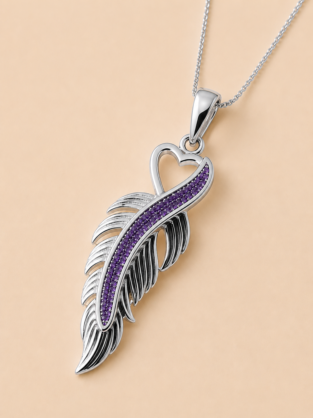 Grace Sterling Silver Feather Memorial Necklace