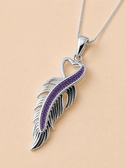 Grace Sterling Silver Feather Memorial Necklace