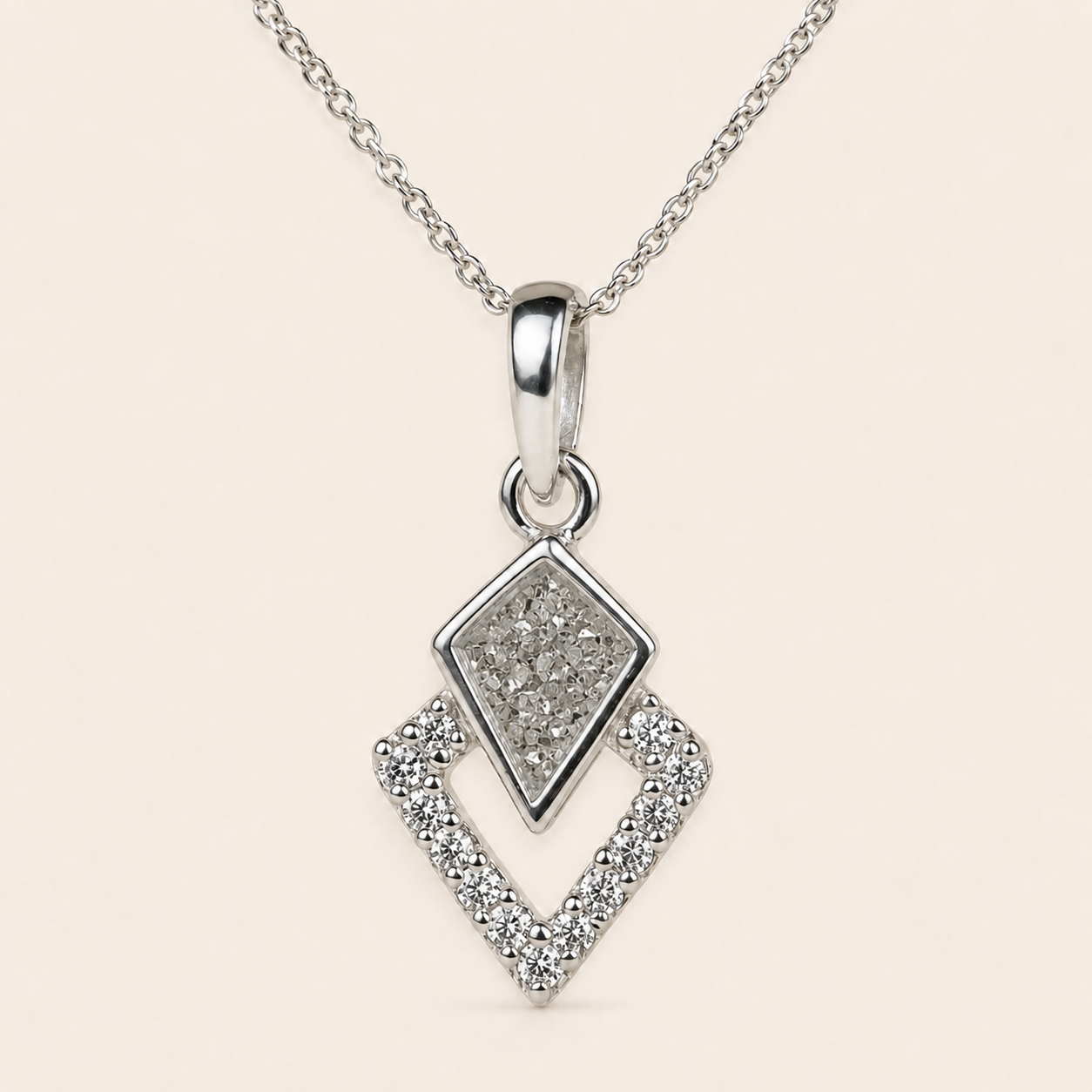 Aria Sterling Silver Geometric Memorial Necklace