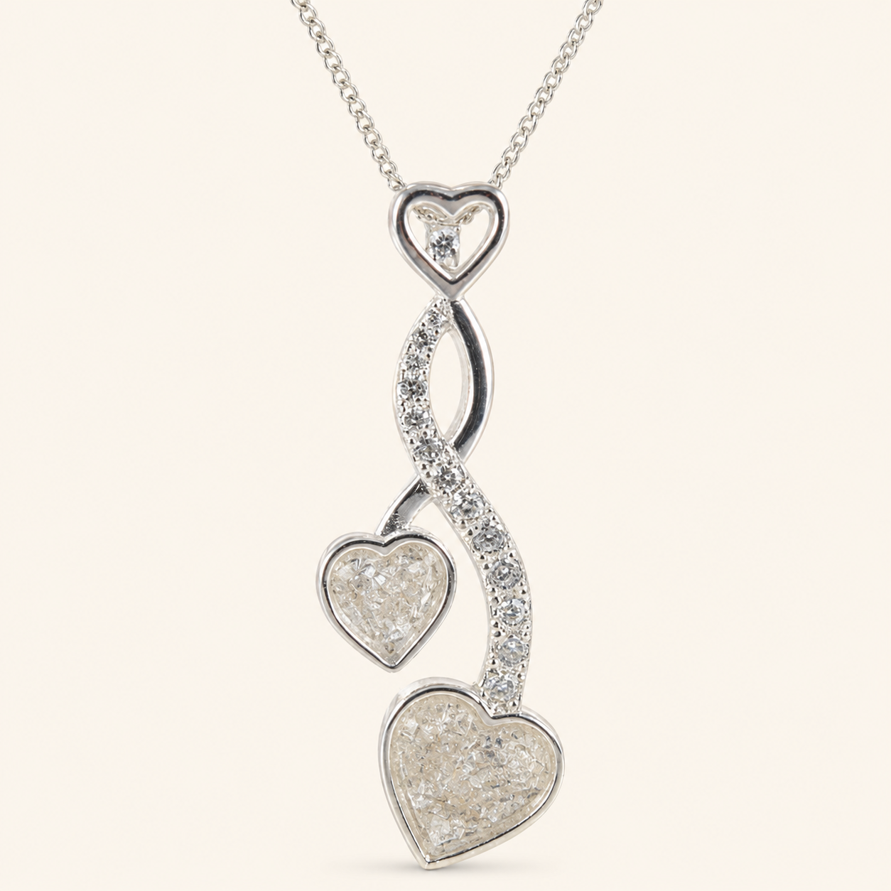 Amara Sterling Silver Double Heart Memorial Necklace
