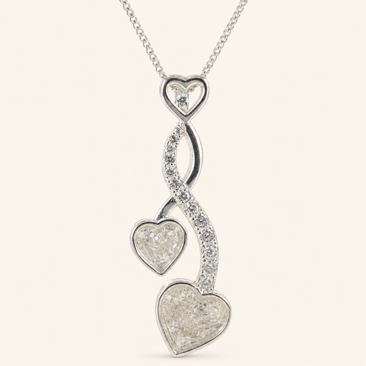 Amara Sterling Silver Double Heart Memorial Necklace