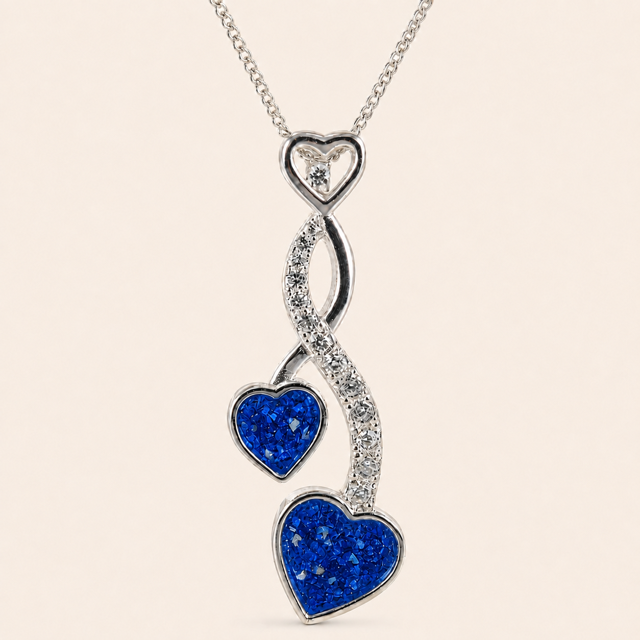 Amara Sterling Silver Double Heart Memorial Necklace