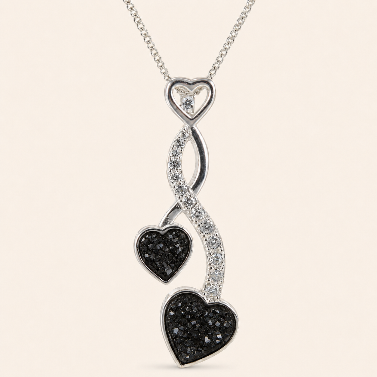 Amara Sterling Silver Double Heart Memorial Necklace