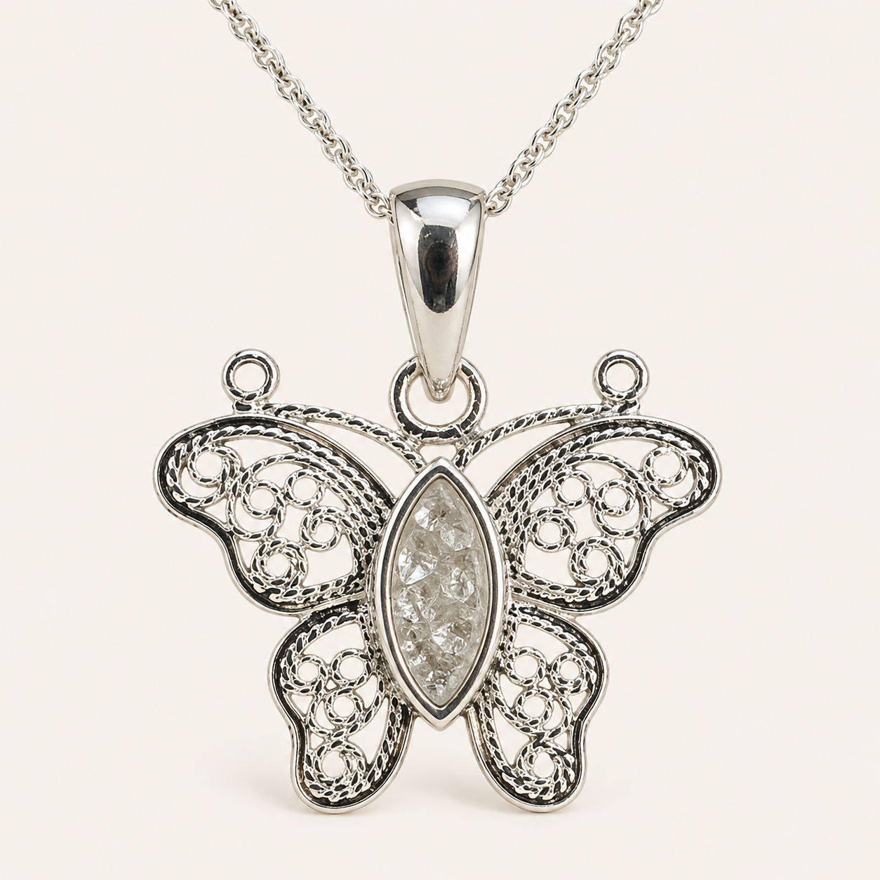 Aurora Sterling Silver Butterfly Memorial Necklace
