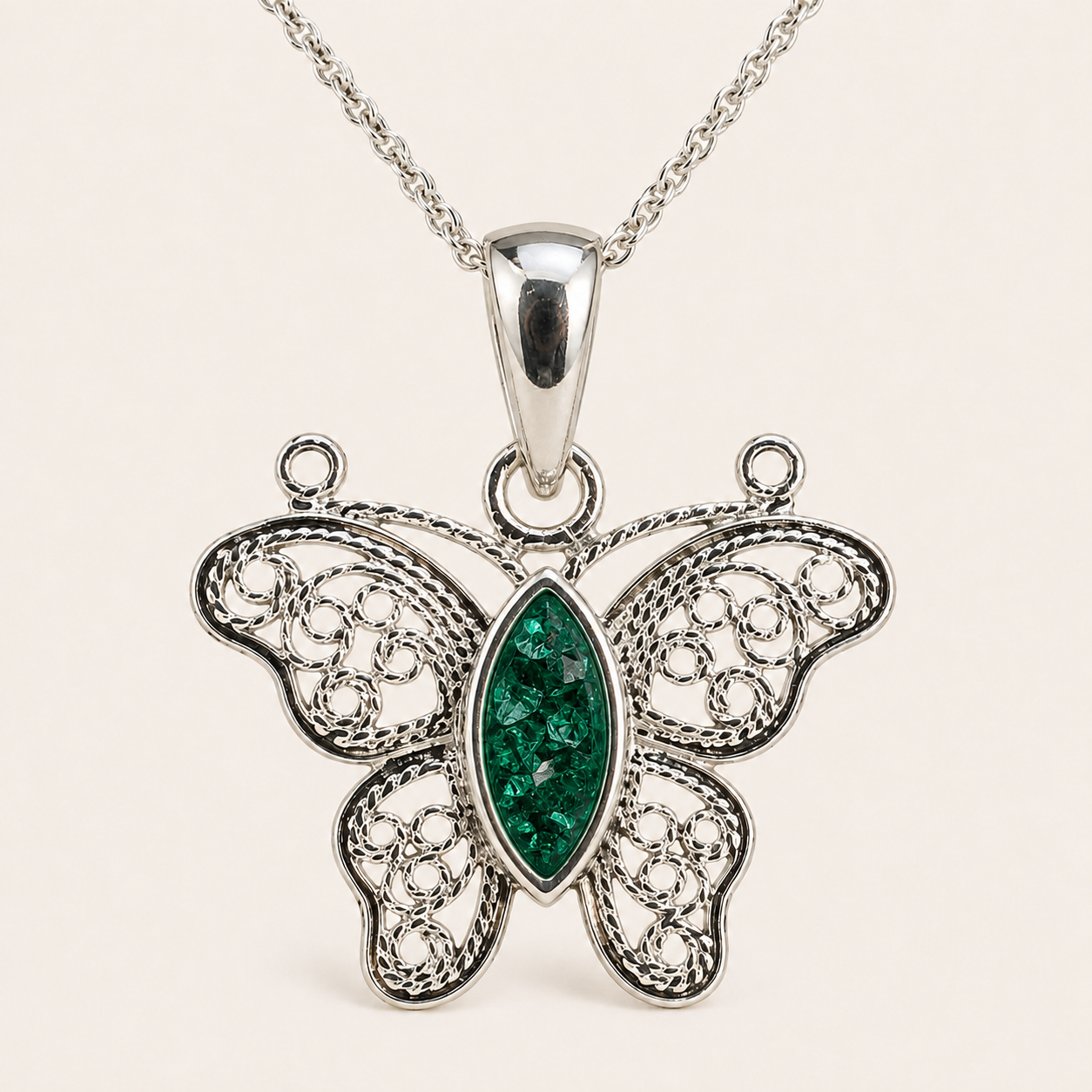 Aurora Sterling Silver Butterfly Memorial Necklace