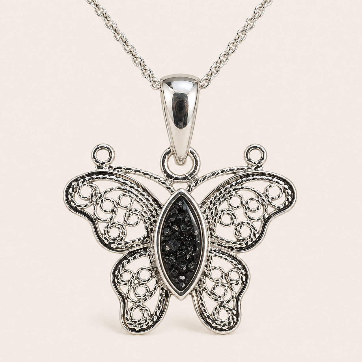 Aurora Sterling Silver Butterfly Memorial Necklace