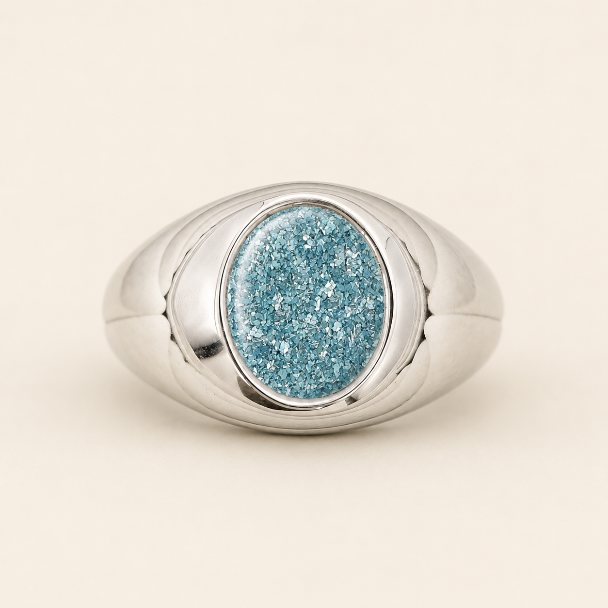 Sterling Silver Round Memorial Signet Ring