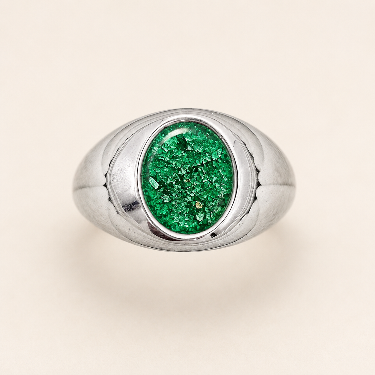 Sterling Silver Round Memorial Signet Ring