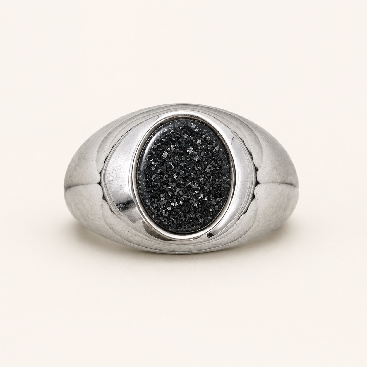 Sterling Silver Round Memorial Signet Ring