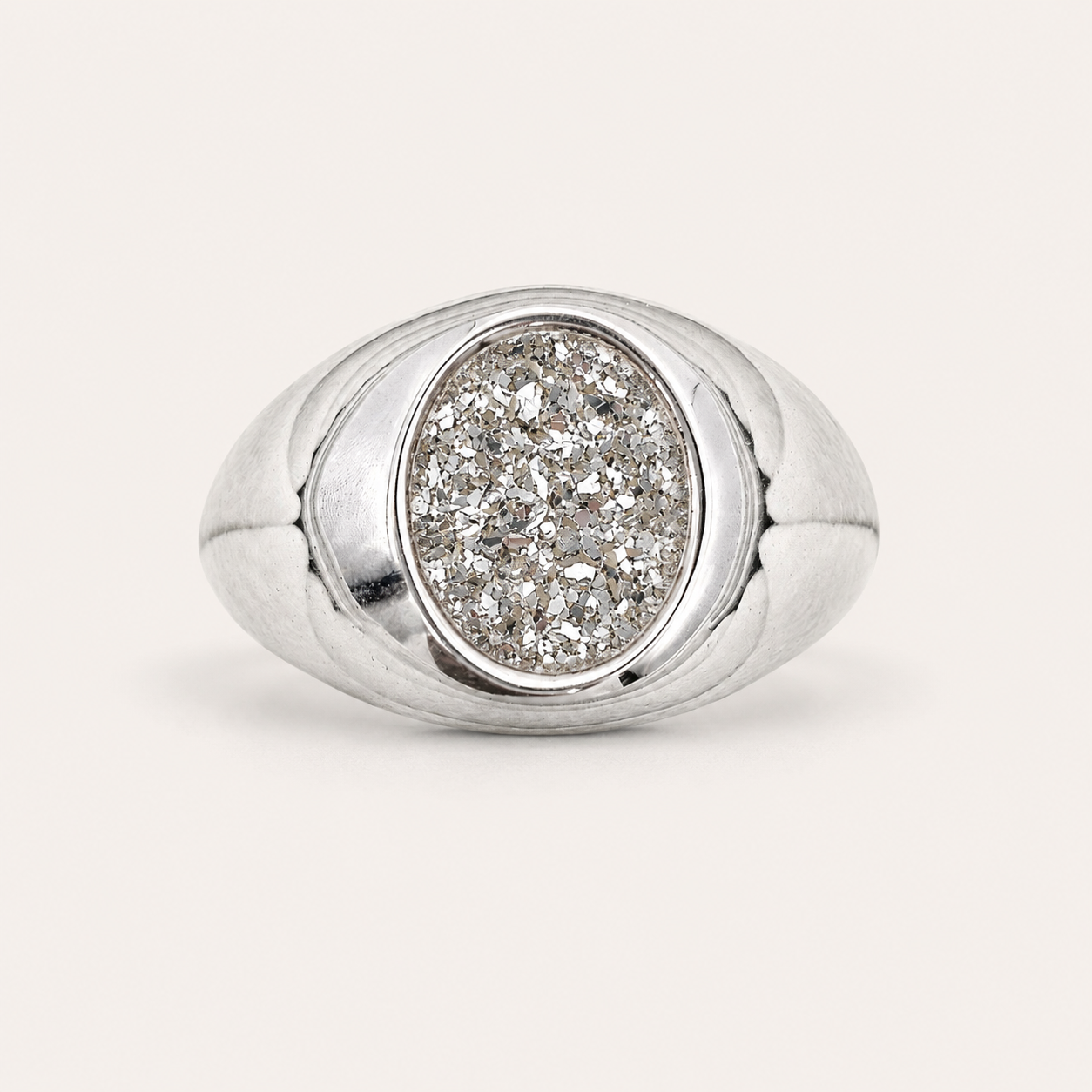 Sterling Silver Round Memorial Signet Ring
