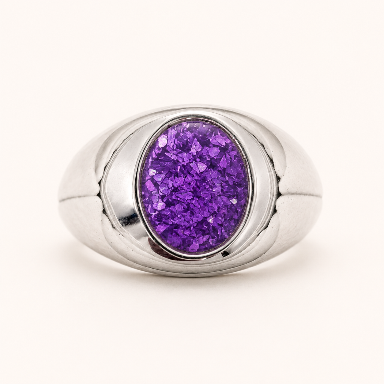 Sterling Silver Round Memorial Signet Ring