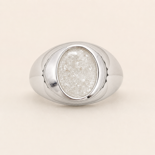 Sterling Silver Round Memorial Signet Ring