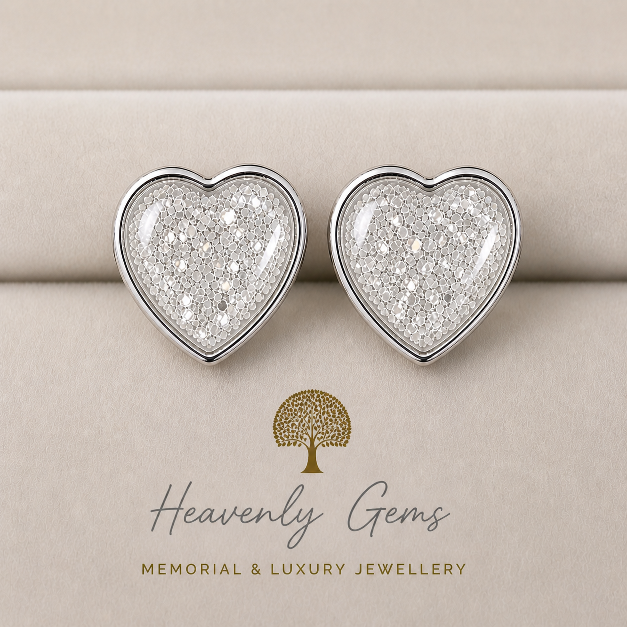 Pair of heart-shaped silver earrings