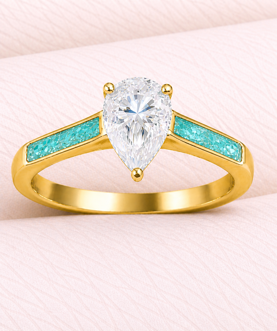 Moissanite Pear Ring