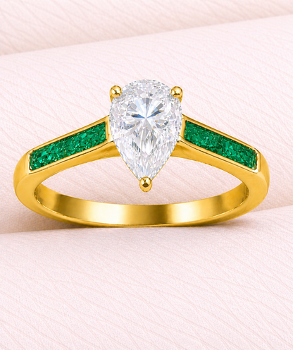Moissanite Pear Ring