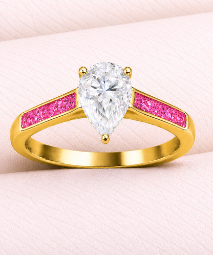 Moissanite Pear Ring