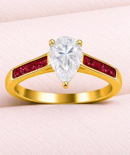 Moissanite Pear Ring