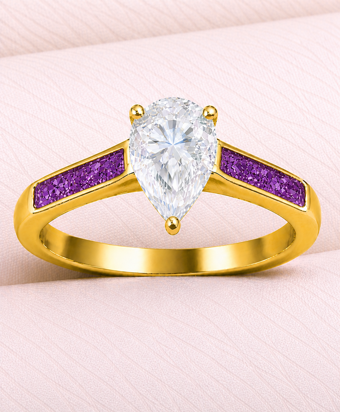 Moissanite Pear Ring
