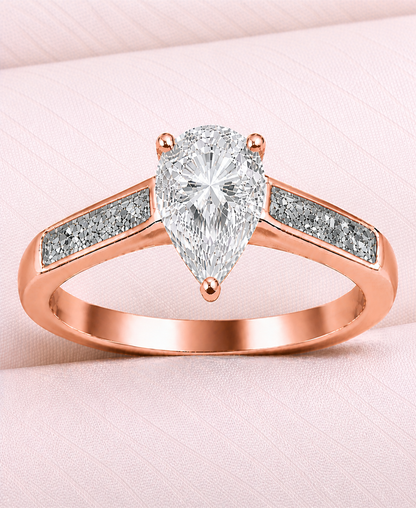 Moissanite Pear Ring
