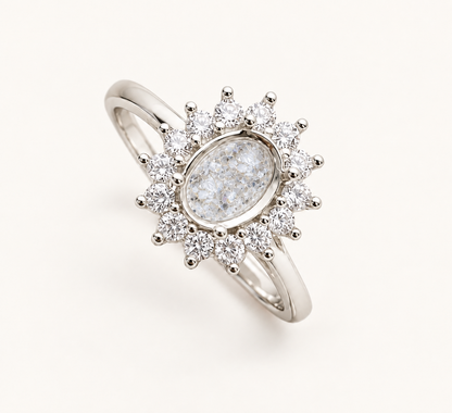 Sienna Sterling Silver Oval Halo Memorial Ring