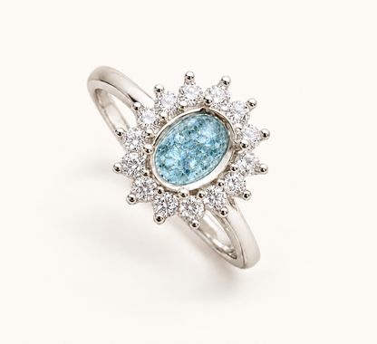 Sienna Sterling Silver Oval Halo Memorial Ring