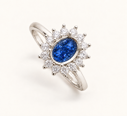 Sienna Sterling Silver Oval Halo Memorial Ring