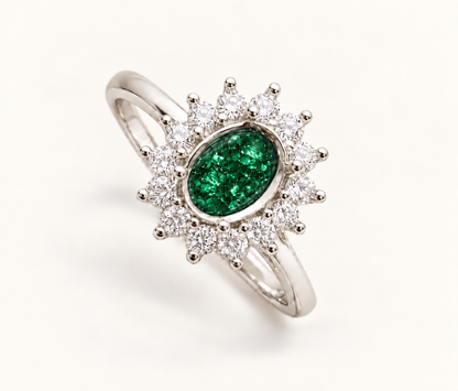 Sienna Sterling Silver Oval Halo Memorial Ring