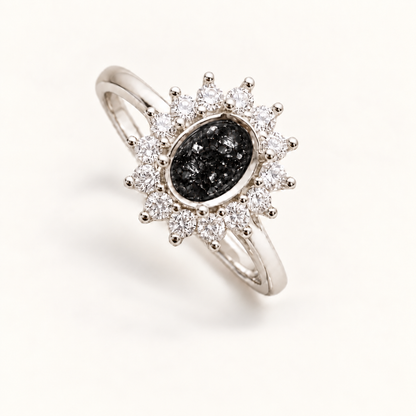 Sienna Sterling Silver Oval Halo Memorial Ring