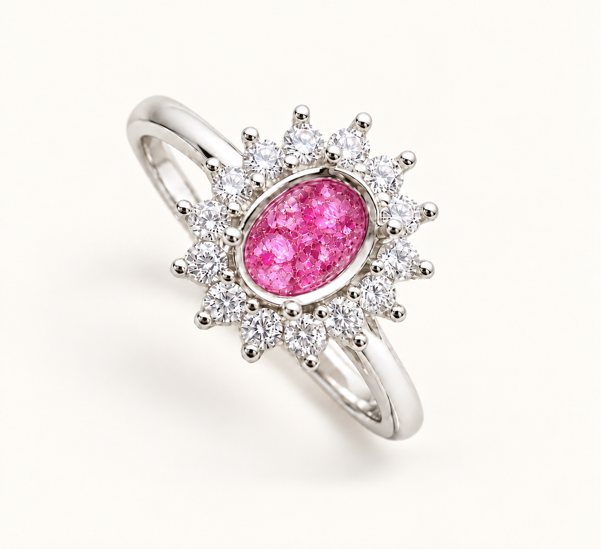 Sienna Sterling Silver Oval Halo Memorial Ring