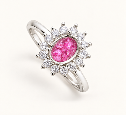 Sienna Sterling Silver Oval Halo Memorial Ring