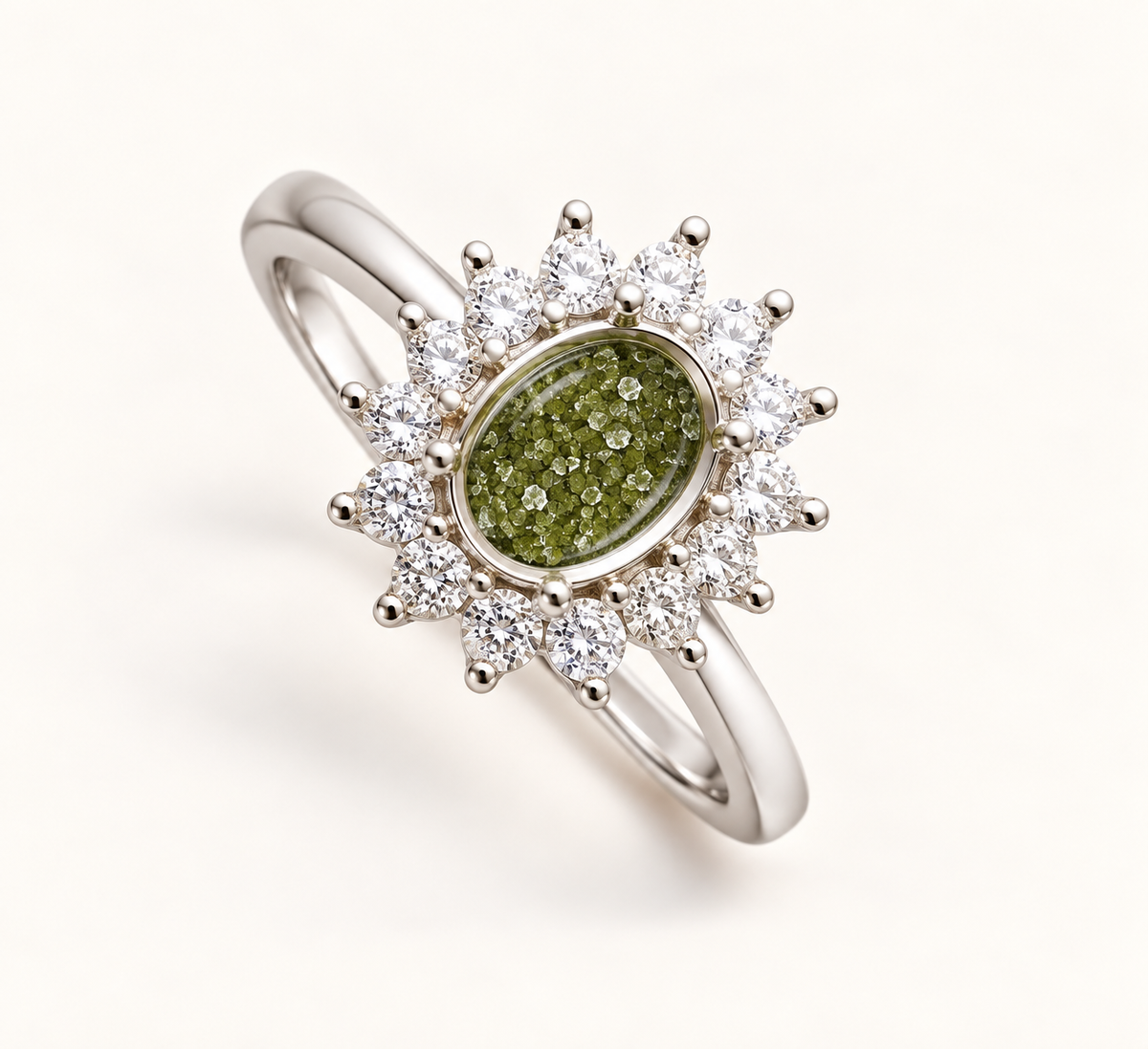 Sienna Sterling Silver Oval Halo Memorial Ring