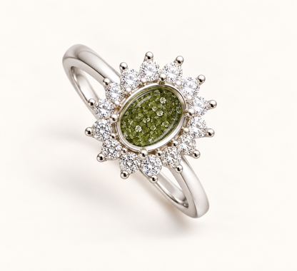 Sienna Sterling Silver Oval Halo Memorial Ring