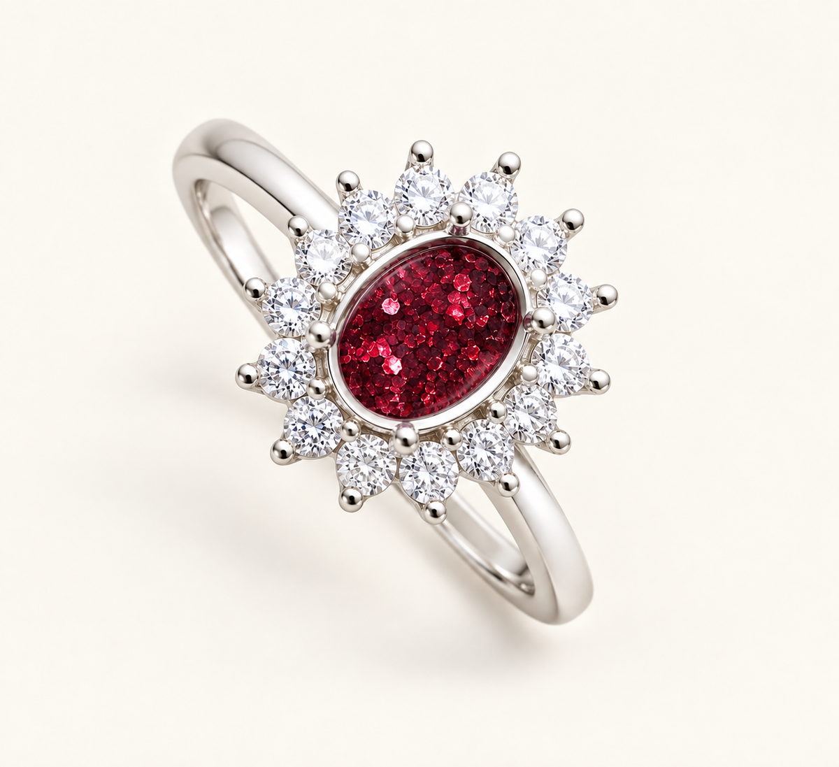 Sienna Sterling Silver Oval Halo Memorial Ring