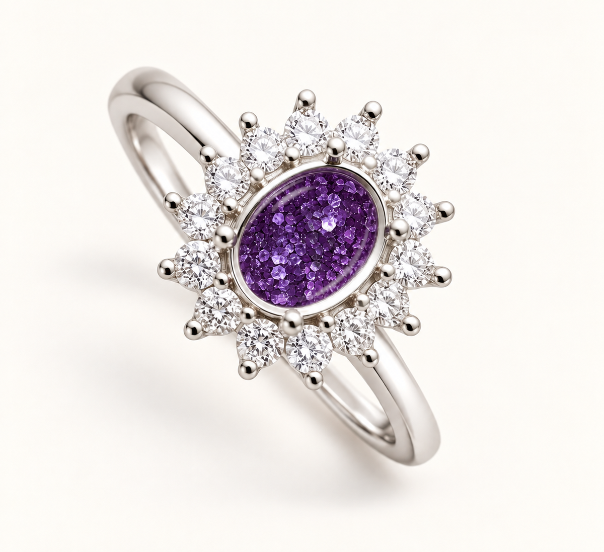 Sienna Sterling Silver Oval Halo Memorial Ring