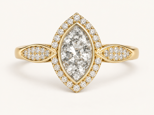 9ct Gold Anne Crystal Marquise Memorial Ashes Ring