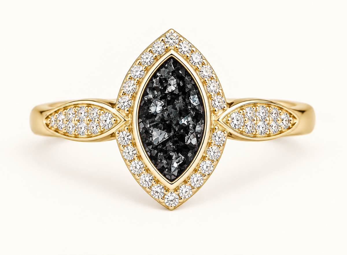9ct Gold Anne Crystal Marquise Memorial Ashes Ring