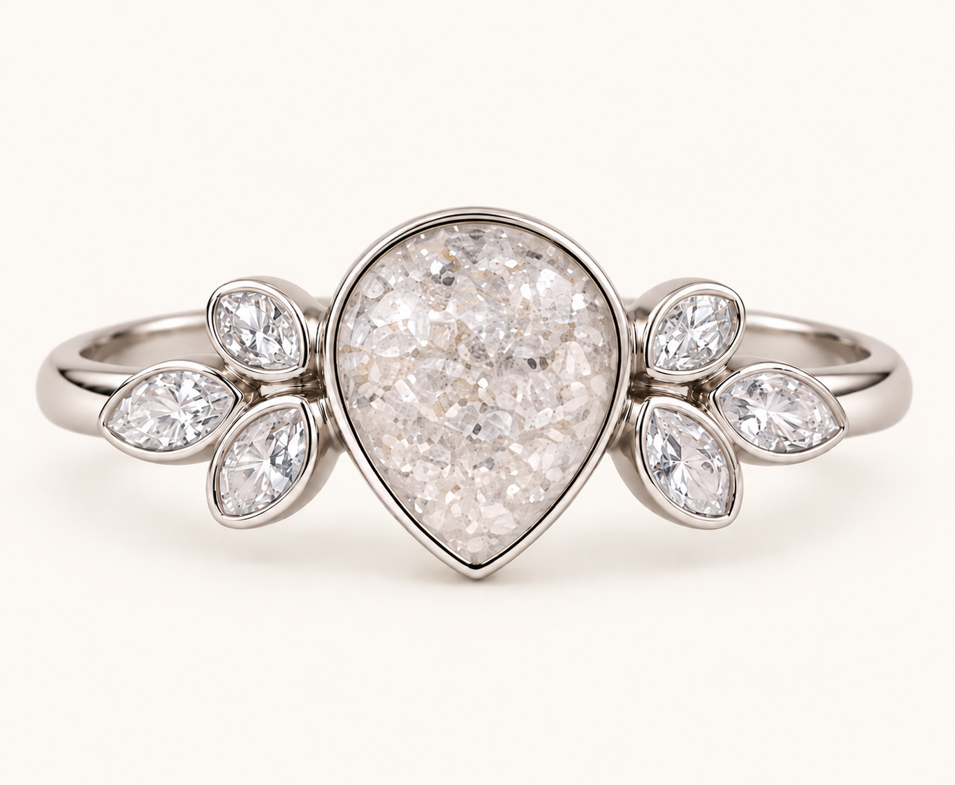 9ct Gold Pear Shape Memorial Ashes Ring