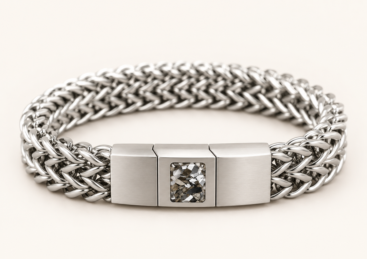 Men’s Stainless Steel Woven Memorial Ashes Bracelet