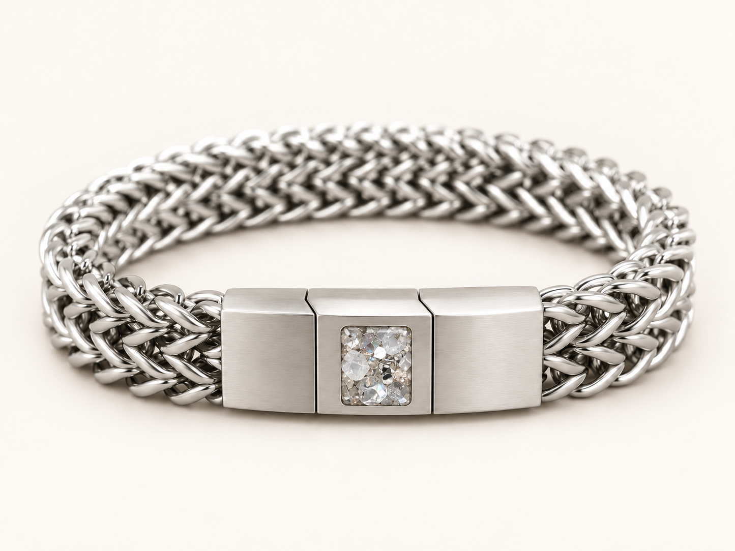 Men’s Stainless Steel Woven Memorial Ashes Bracelet