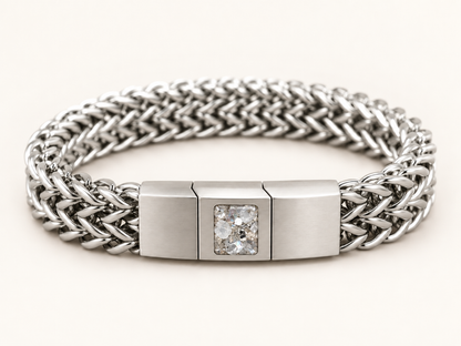 Men’s Stainless Steel Woven Memorial Ashes Bracelet